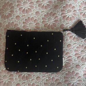 Sezane Black and Gold Cosmetic Bag